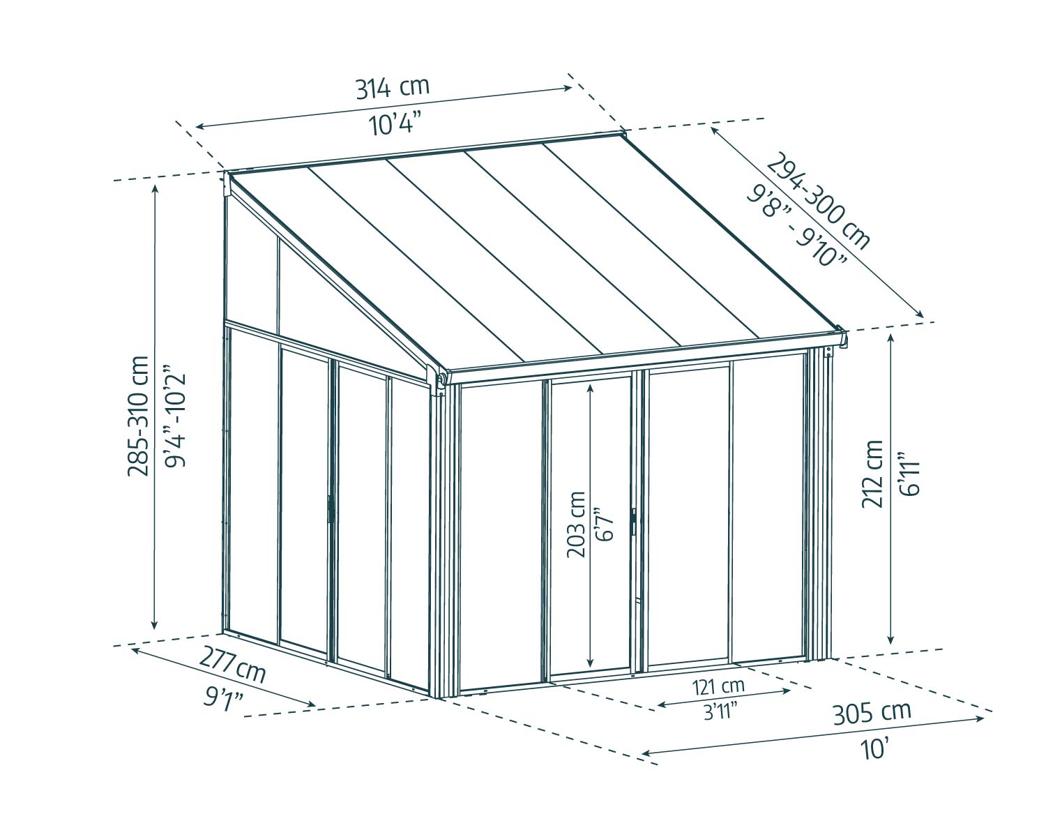 Sanremo enclosed gazebo clear panel, 10 x 10 ft sketch