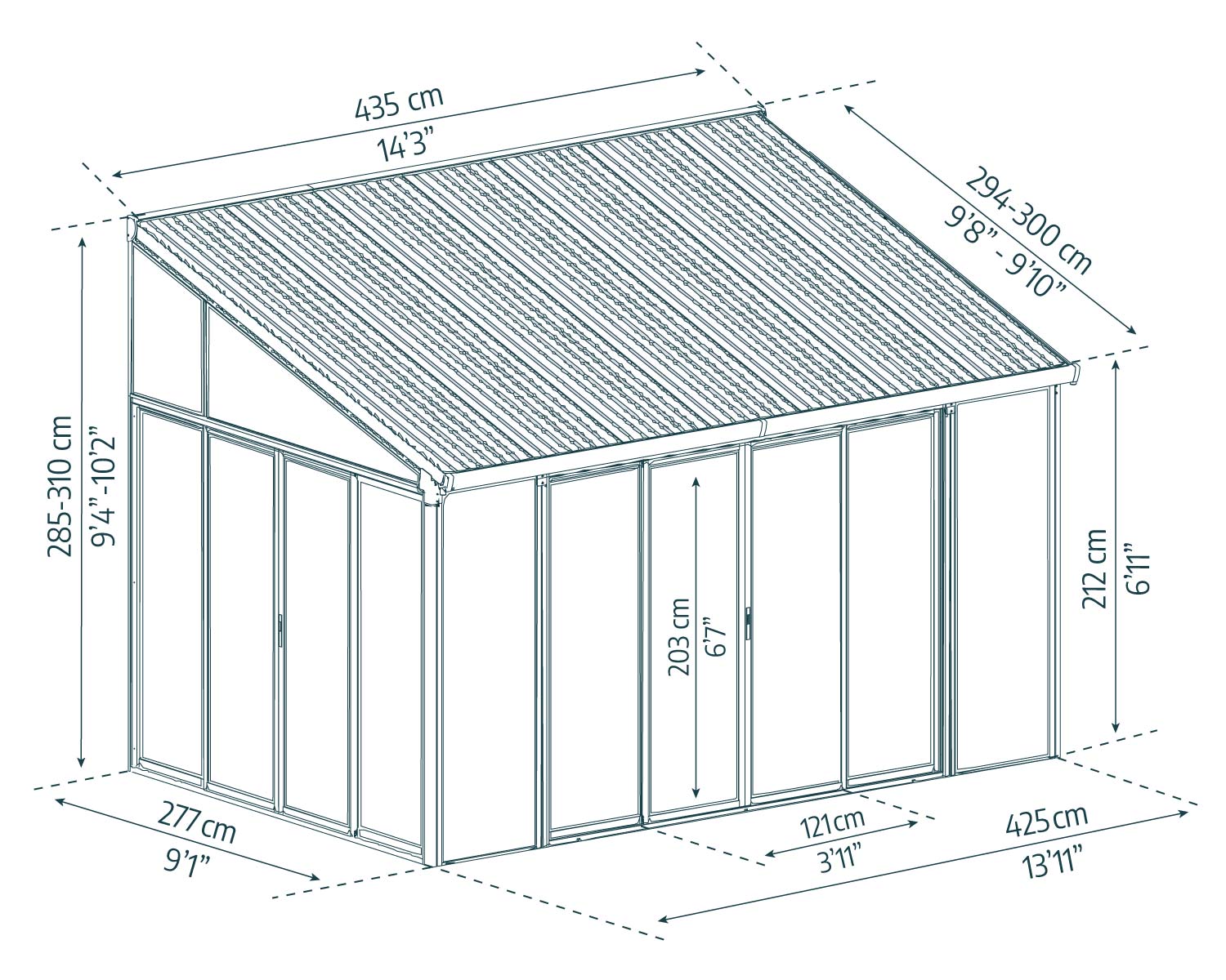 Sanremo enclosed gazebo, 10 x 12 ft sketch