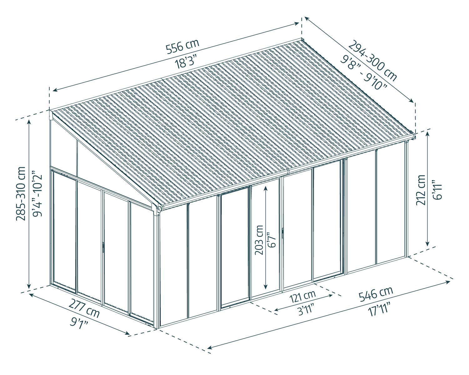 Sanremo enclosed gazebo in grey 10 x 18 ft sketch