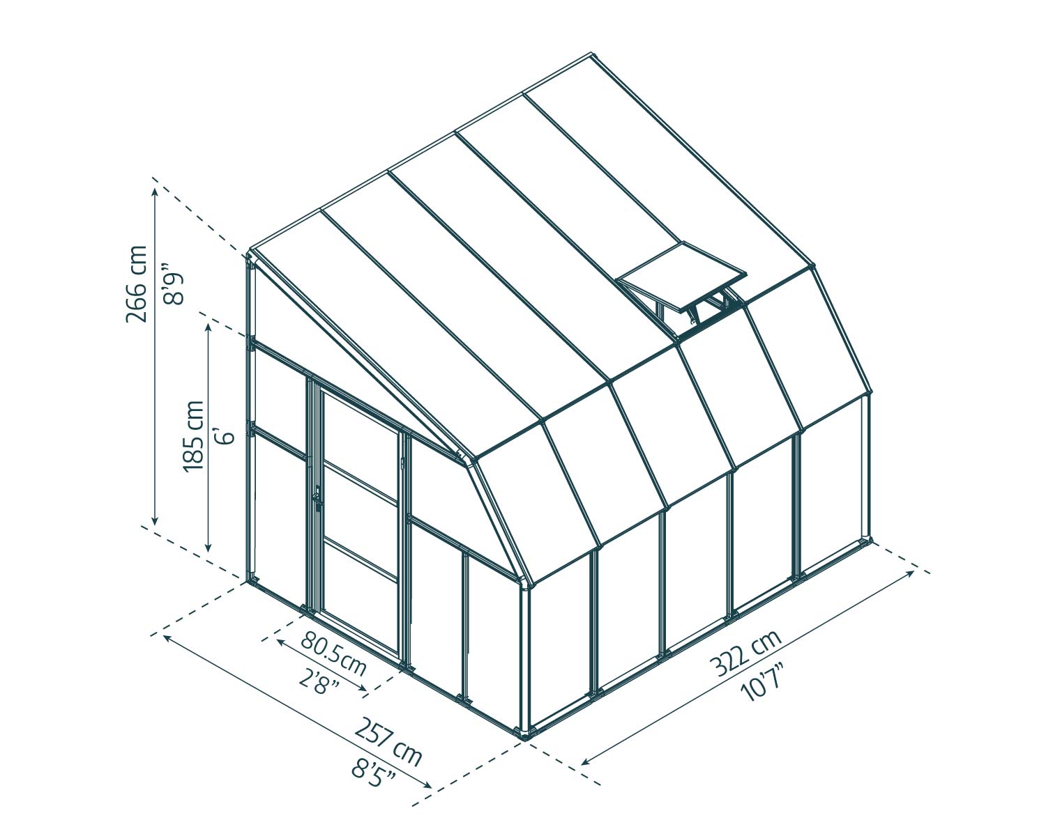 Sunroom enclosed gazebo in white clear panel 8 ft x 10 ft sketch