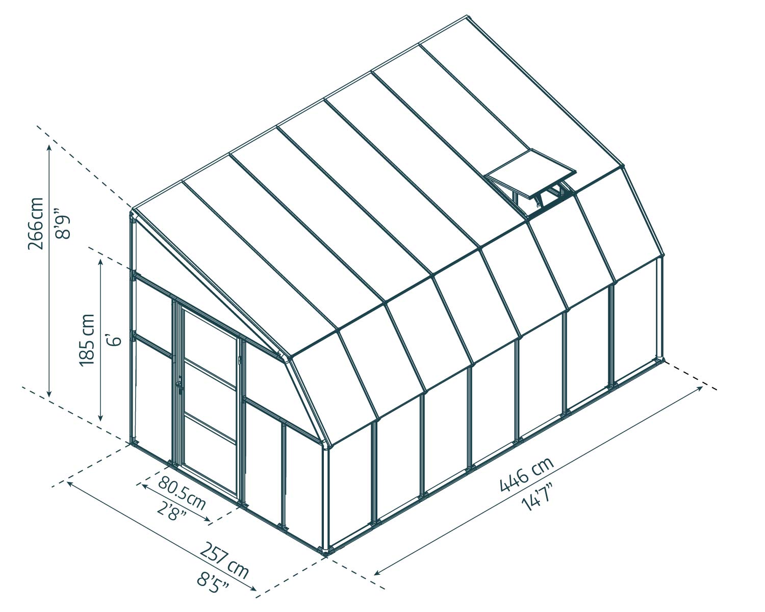 8ft x 14ft enclosed gazebo SunRoom clear polycarbonate panels aluminum frame sketch