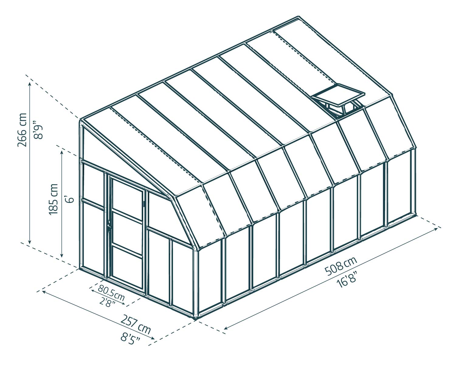 8ft x 16ft enclosed gazebo SunRoom with polycarbonate panels aluminum frame sketch