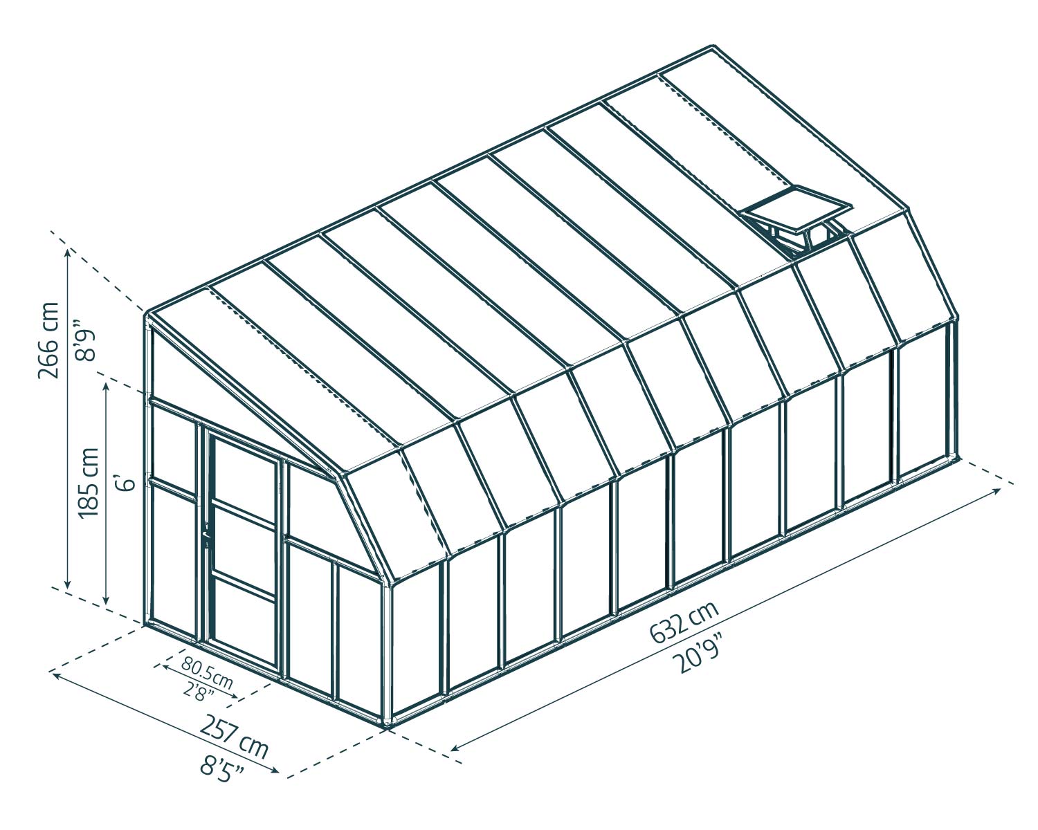 8ft x 20ft enclosed gazebos SunRoom with clear polycarbonate panels and a strong aluminum frame sketch