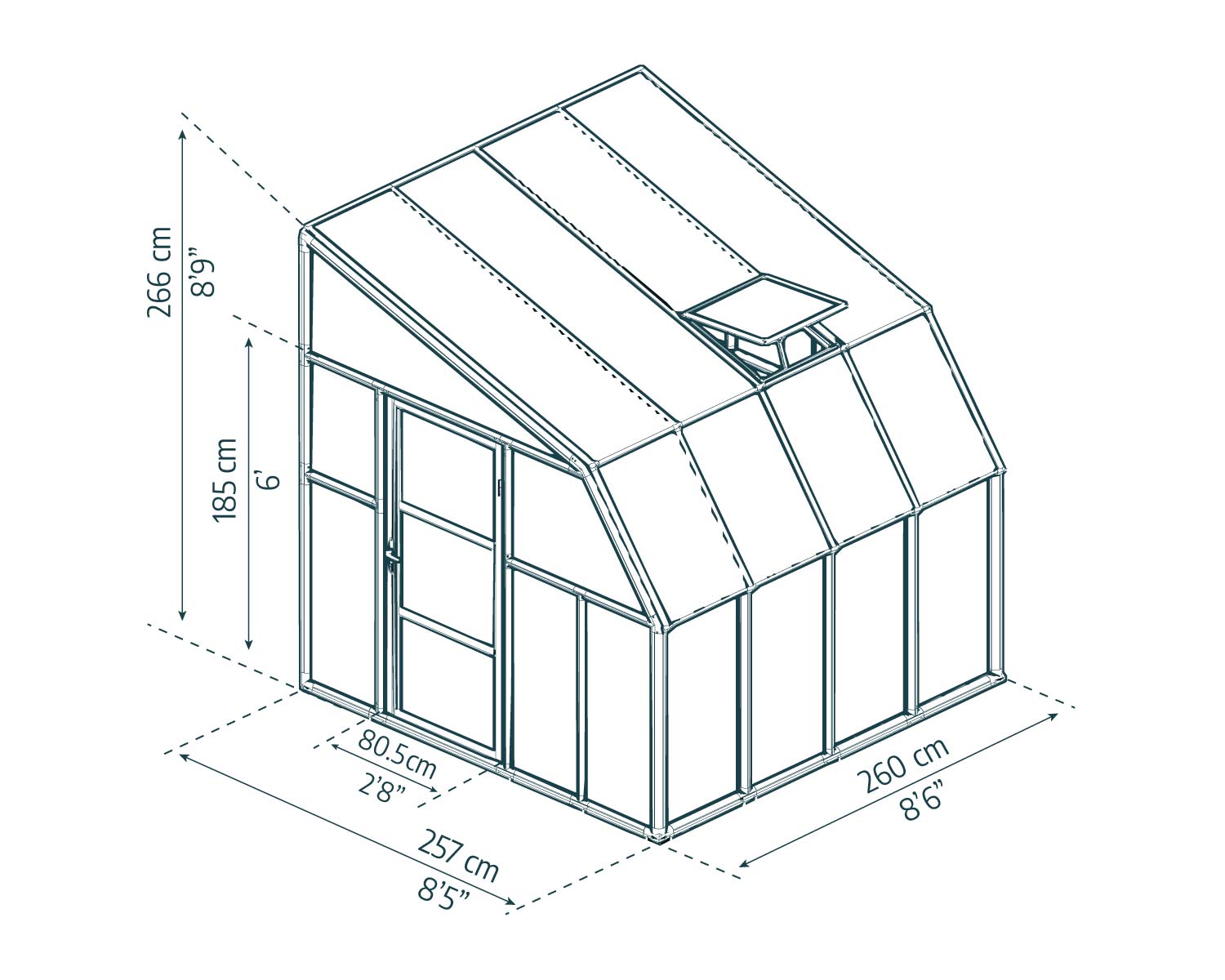 8ft x 8ft white enclosed gazebo SunRoom with polycarbonate panels aluminum frame sketch