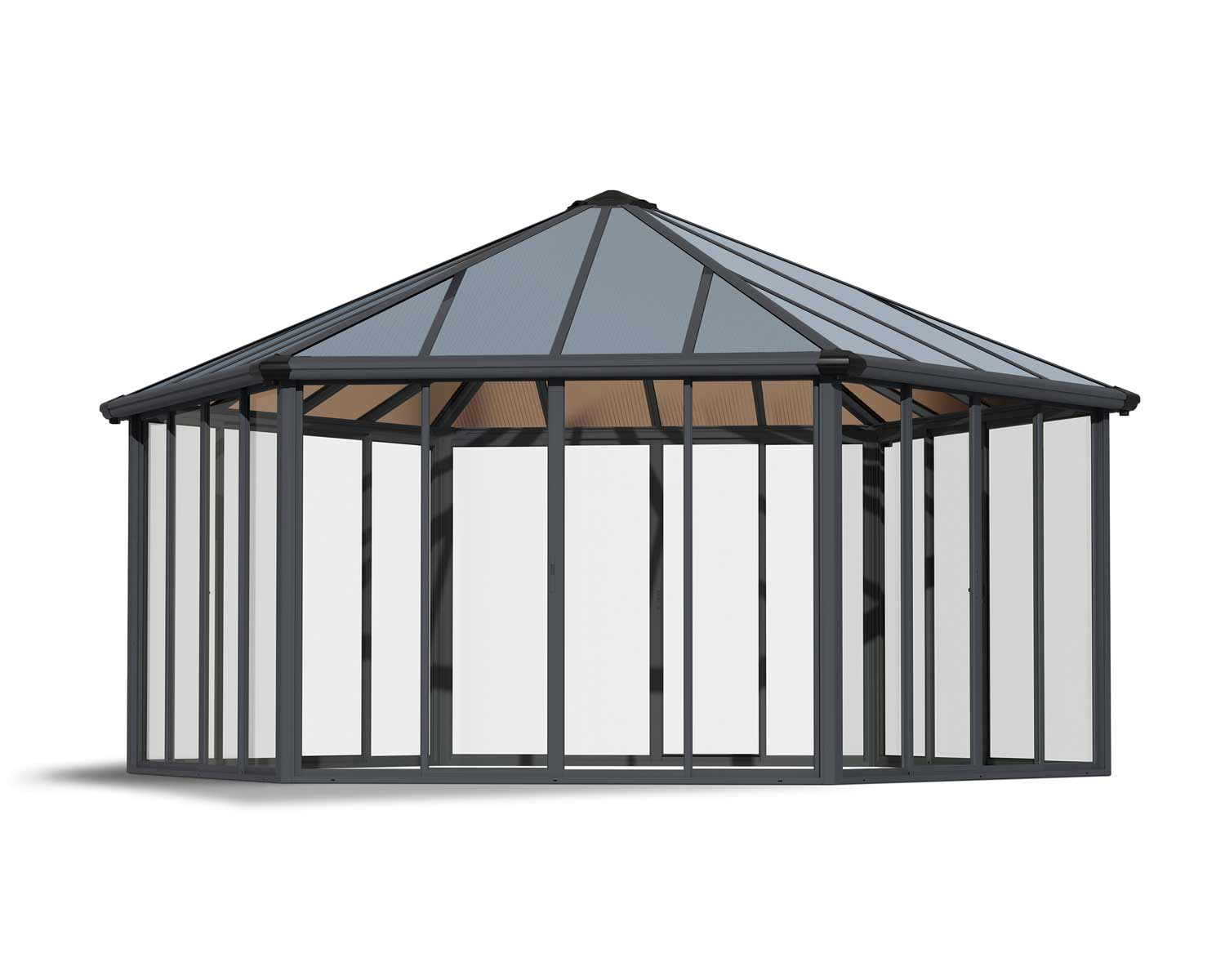 17 ft x 20 ft grey Garda enclosed gazebo featuring a modern design