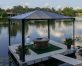 Palermo 12&#039;x12&#039; Aluminium gazebo with polycarbonate roof panels on patio deck above lake