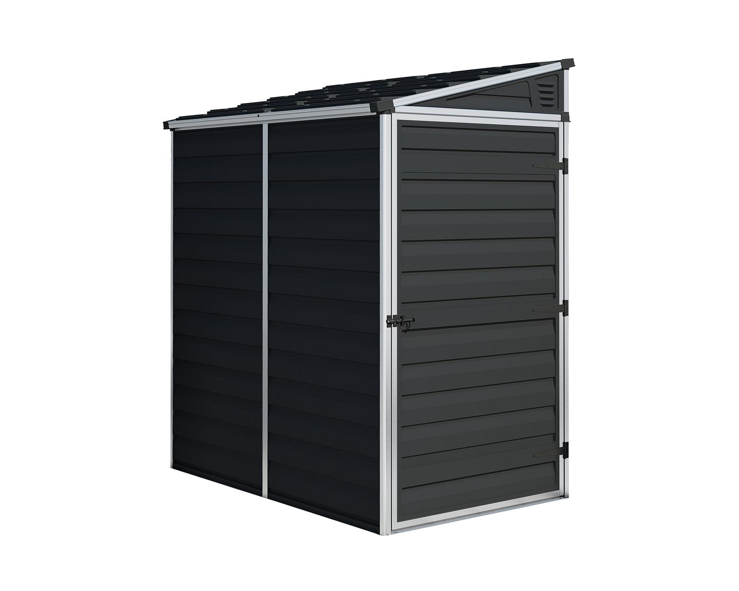 Pent 4 ft. x 6 ft. Plastic Storage Shed with Dark Grey Polycarbonate Panels & Aluminium Frame