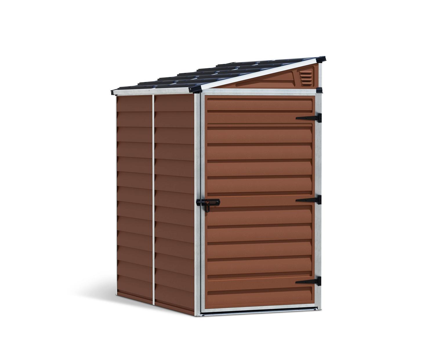 Pent 4 ft. x 6 ft. Plastic Storage Shed with Amber Polycarbonate Panels &amp; Aluminium Frame