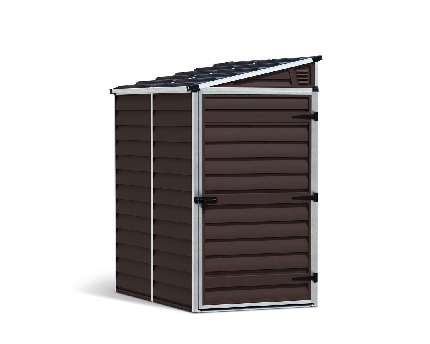 Pent 4 ft. x 6 ft. Plastic Storage Shed with Brown Polycarbonate Panels &amp; Aluminium Frame