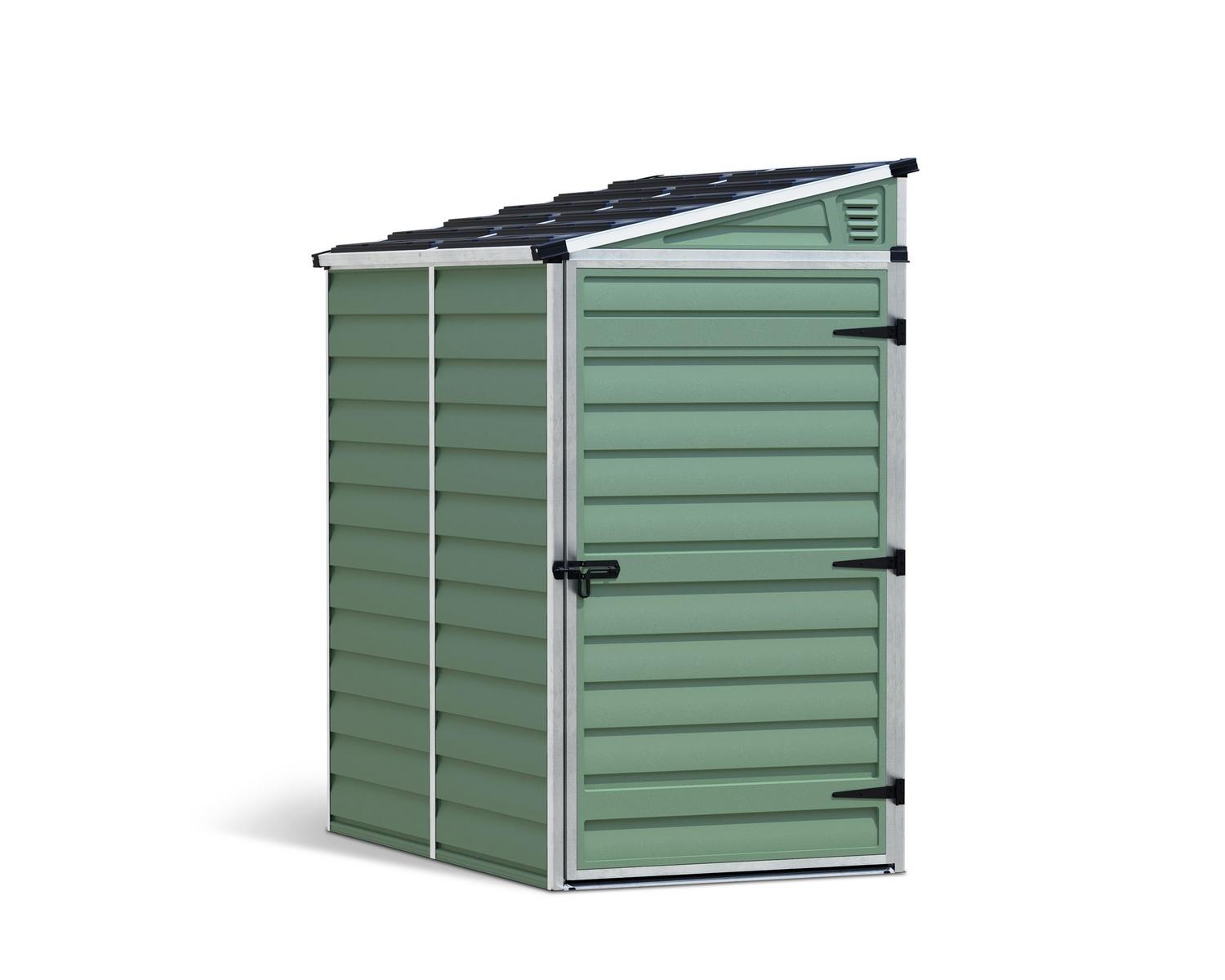 Pent 4 ft. x 6 ft. Plastic Storage Shed with Green Polycarbonate Panels &amp; Aluminium Frame