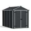Plastic Shed Rubicon 6 ft. x 10 ft. with Dark Grey Polycarbonate Multiwall & Aluminium Frame