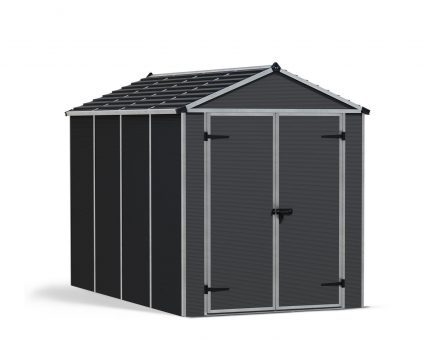 Plastic Shed Rubicon 6 ft. x 10 ft. with Dark Grey Polycarbonate Multiwall & Aluminium Frame