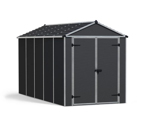 Plastic Shed Rubicon 6 ft. x 12 ft. with Dark Grey Polycarbonate Multiwall & Aluminium Frame