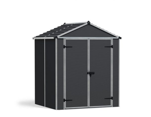 Plastic Storage Shed Rubicon 6 ft. x 5 ft. with Dark Grey Polycarbonate Multiwall &amp; Aluminium Frame