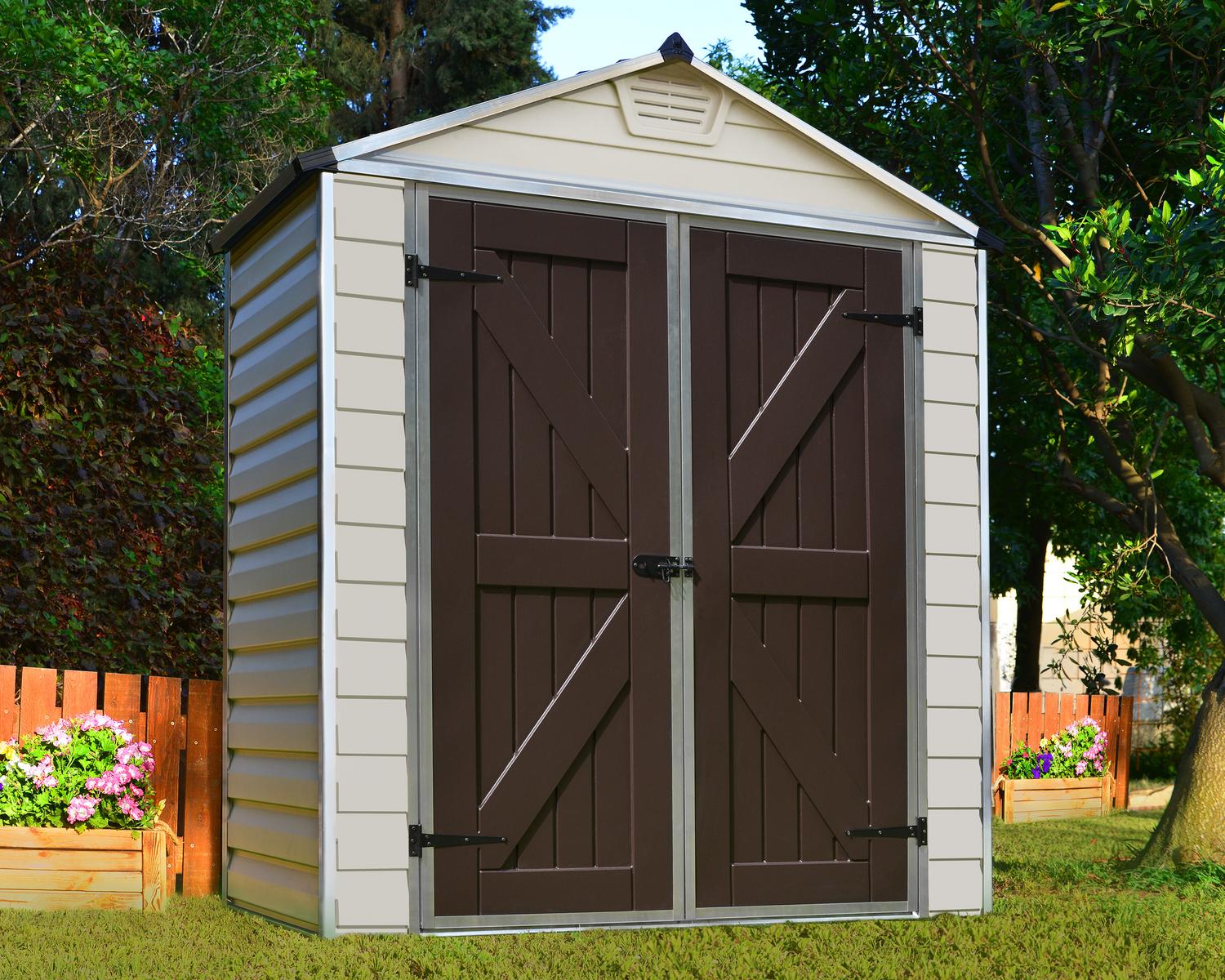 Skylight 6 ft. x 3 ft. Garden Storage Shed Plastic with Tan Polycarbonate Walls &amp; Aluminium Frame