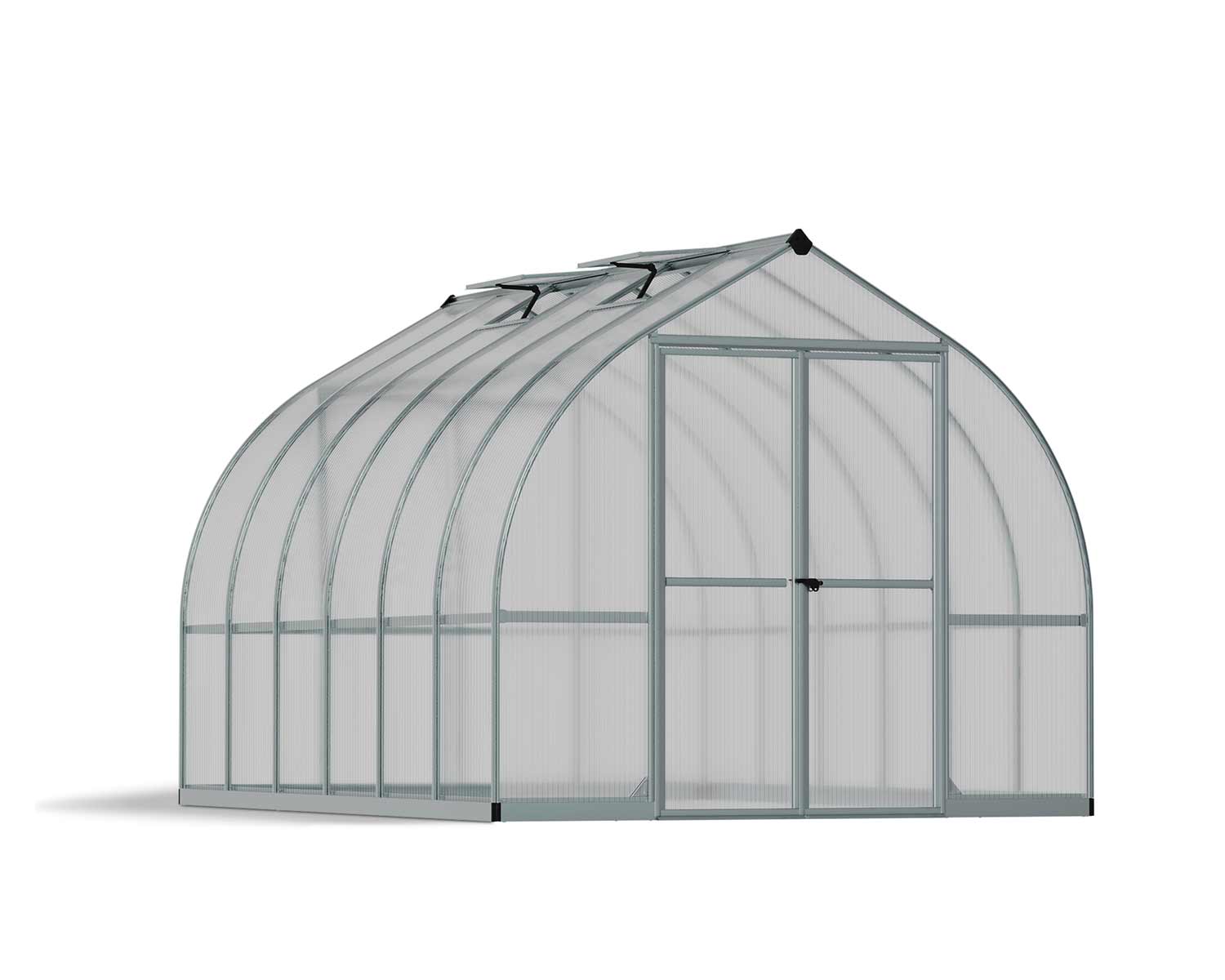 Greenhouse Bella 8&#039; x 12&#039; Kit - Silver Structure &amp; Multiwall Glazing
