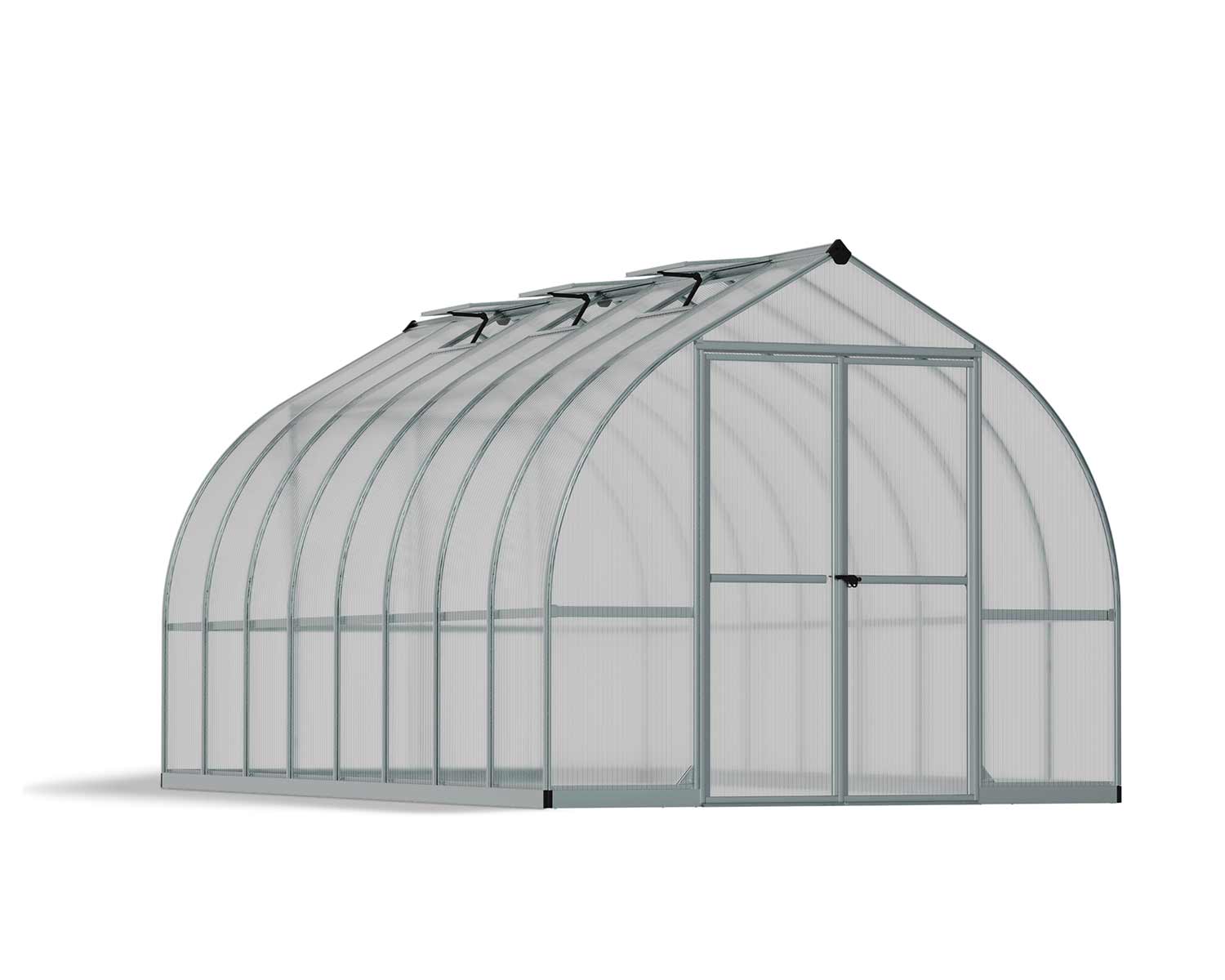 Greenhouse Bella 8' x 16' Kit - Silver Structure & Multiwall Glazing