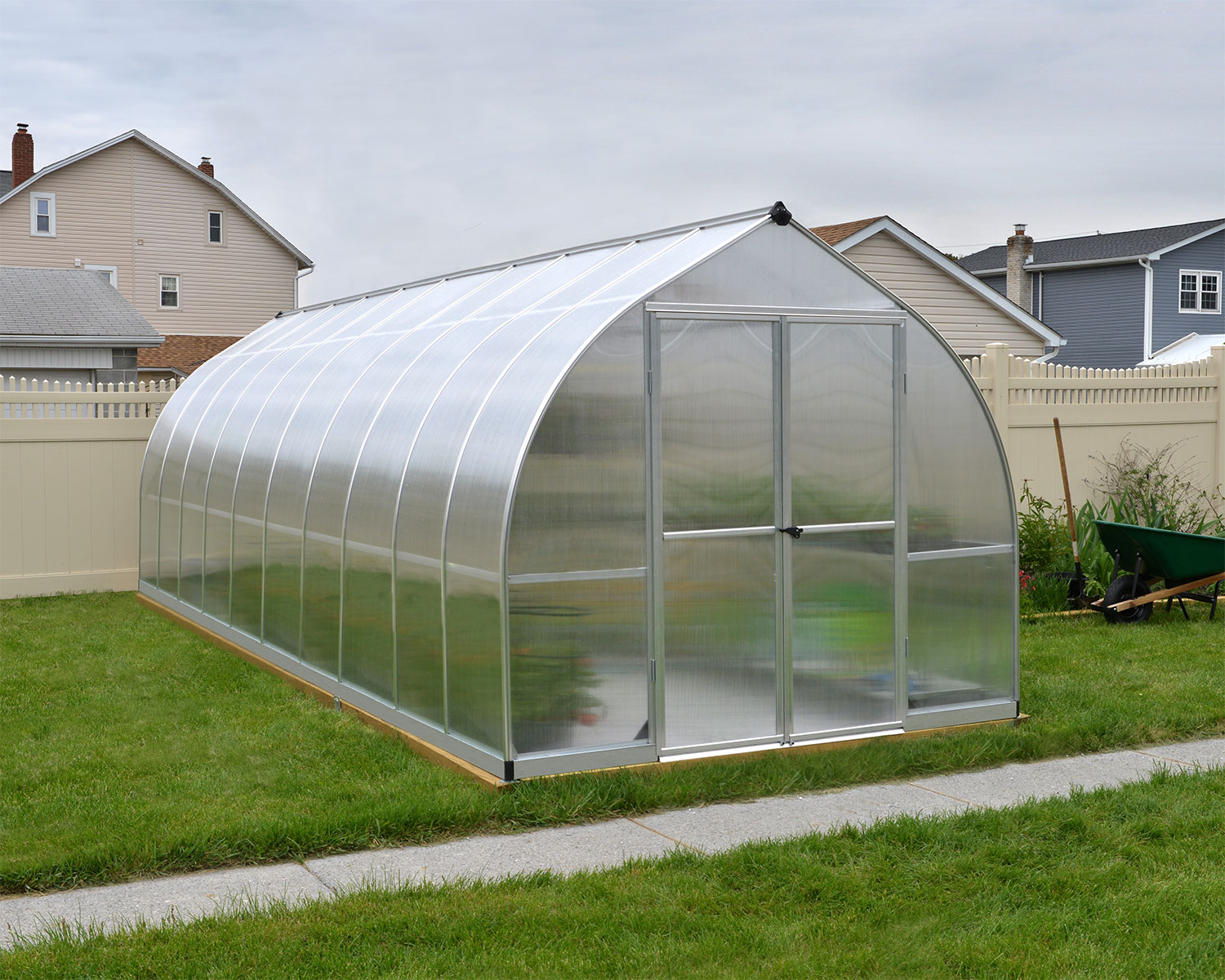 Greenhouse Bella 8&#039; x 20&#039; - Silver Structure &amp; Multiwall Glazing