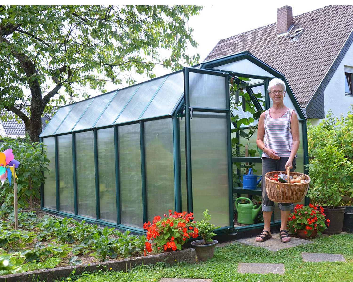 Greenhouse EcoGrow 6&#039; x 12&#039; Green Structure &amp; Twinwall Glazing