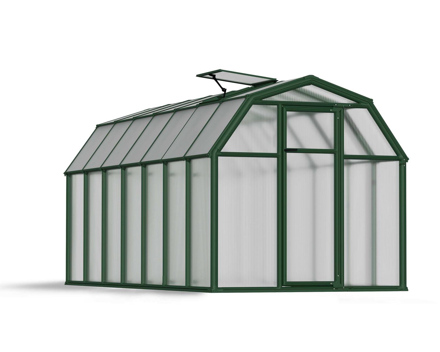 Greenhouse EcoGrow 6' x 14' Kit - Green Structure & Twinwall Glazing