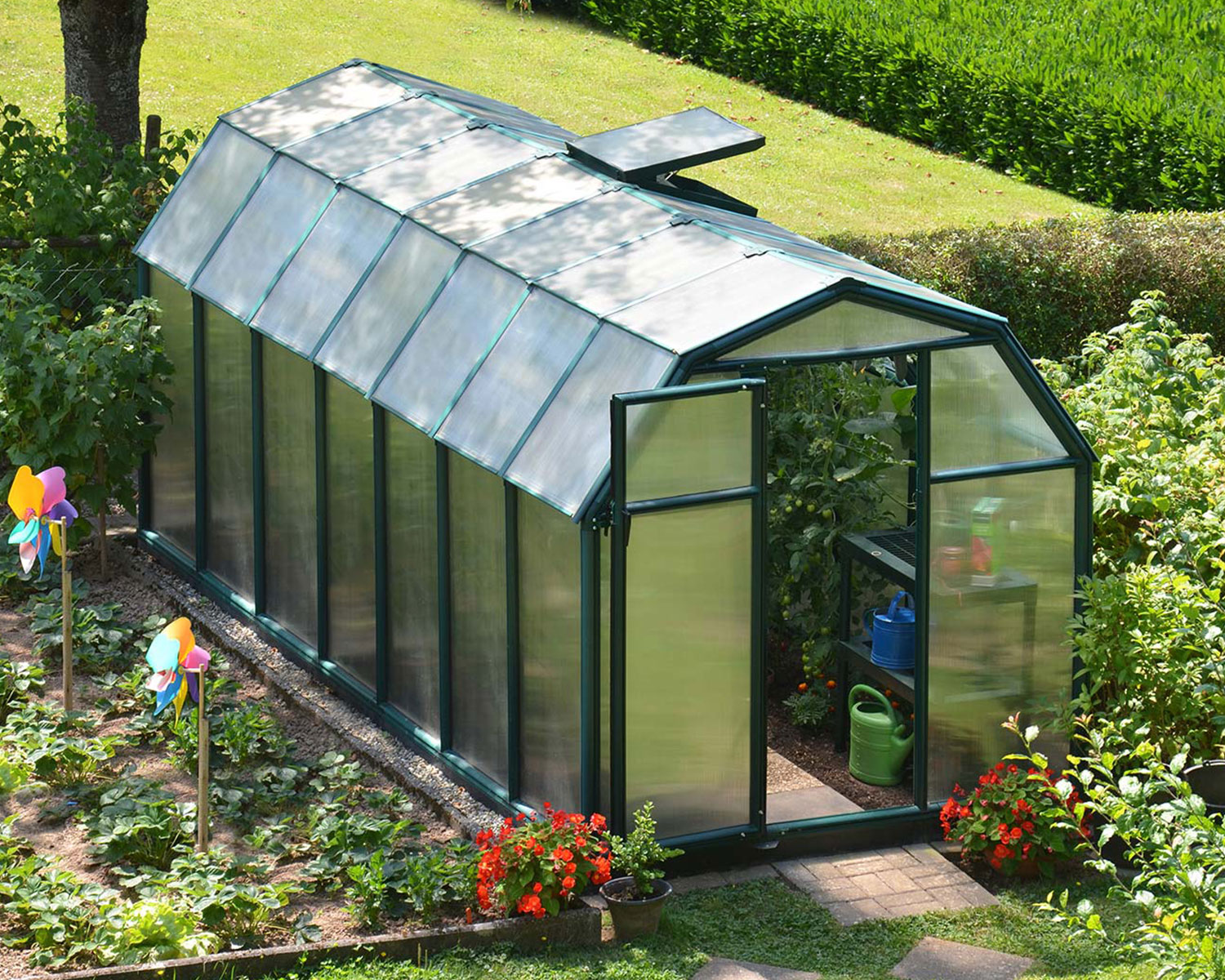 Greenhouse EcoGrow 6' x 14' Green Structure & Twinwall Glazing