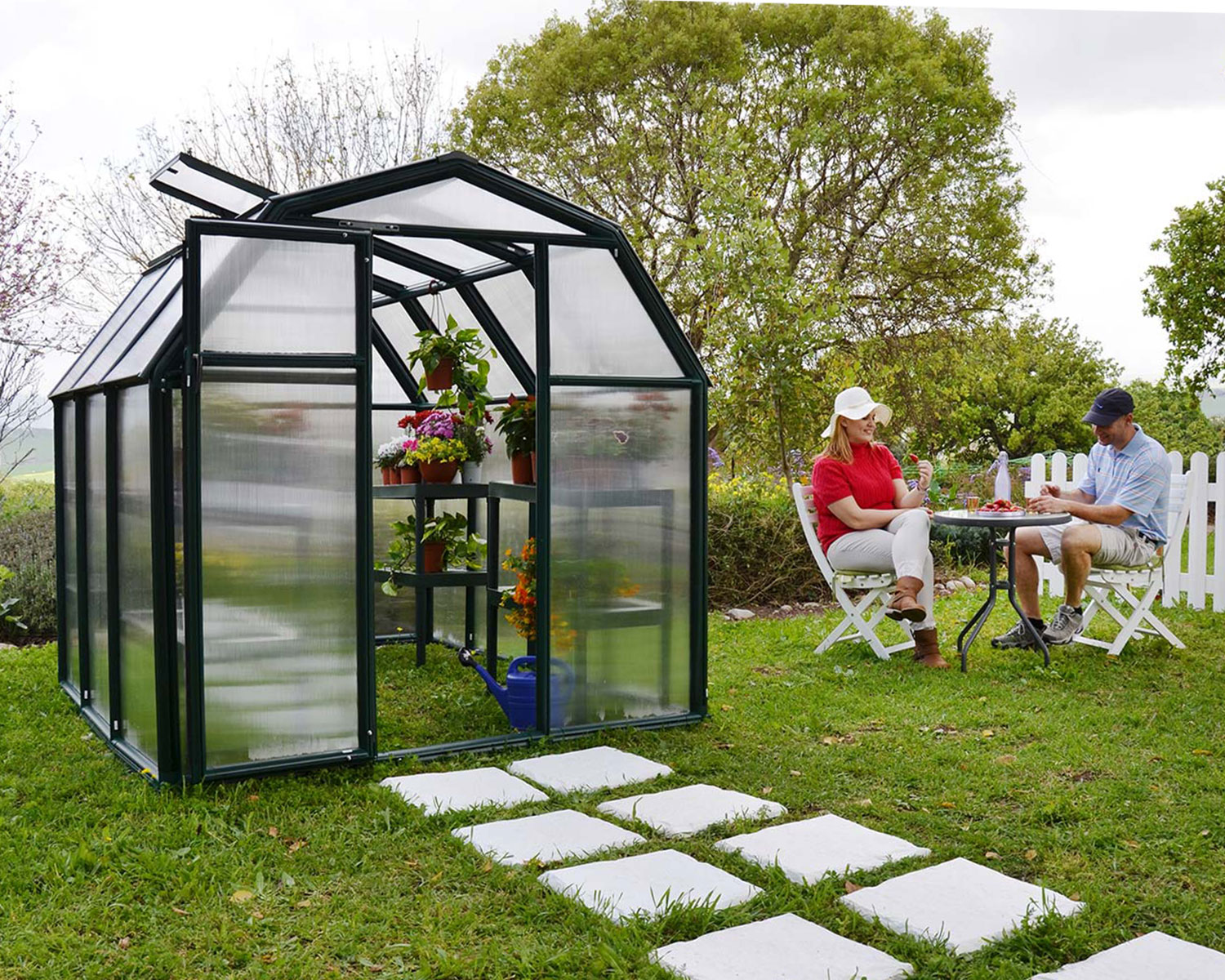 Greenhouse EcoGrow 6' x 6' Green Structure & Twinwall Glazing