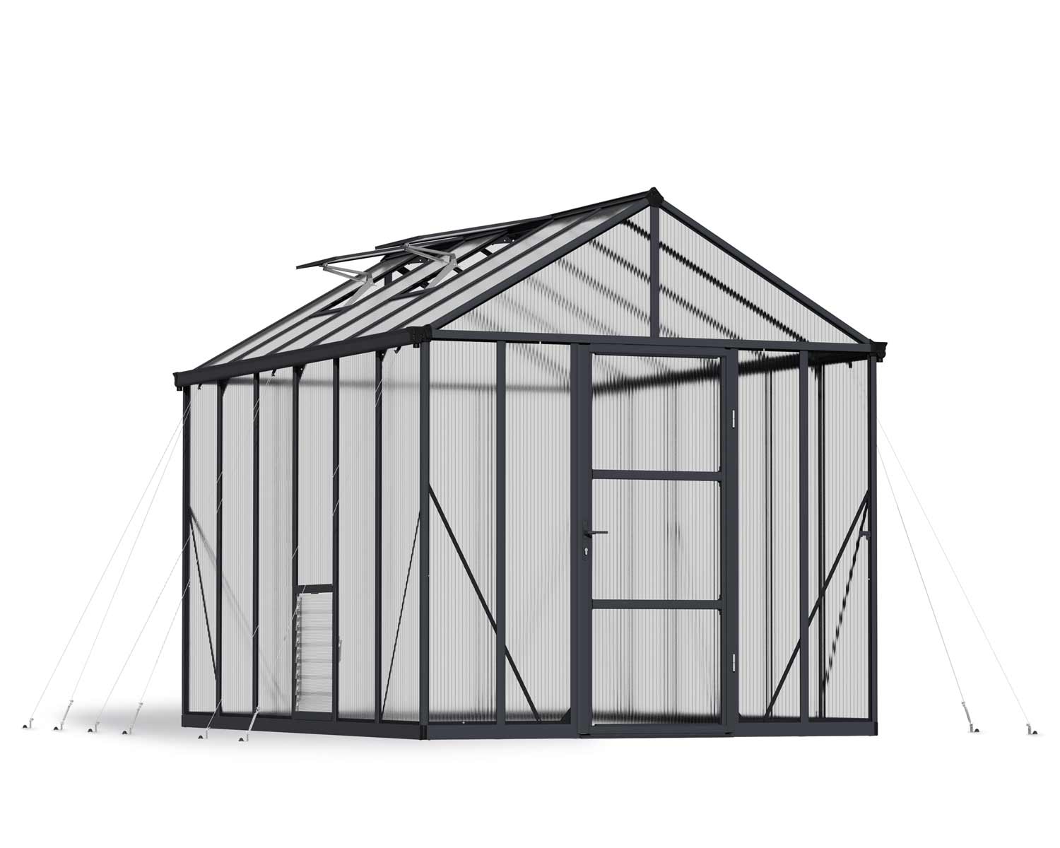 Greenhouse Glory 8&#039; x 12&#039; Kit - Grey Structure &amp; Multiwall Glazing