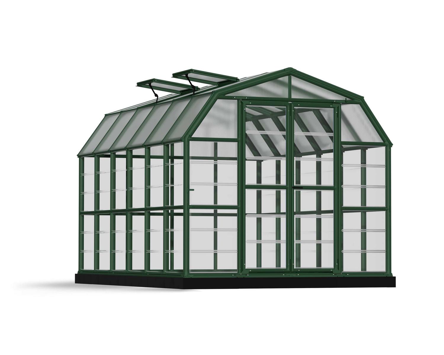 Greenhouse Grand Gardener 8&#039; x 12&#039; Kit - Green Structure &amp; Clear Glazing