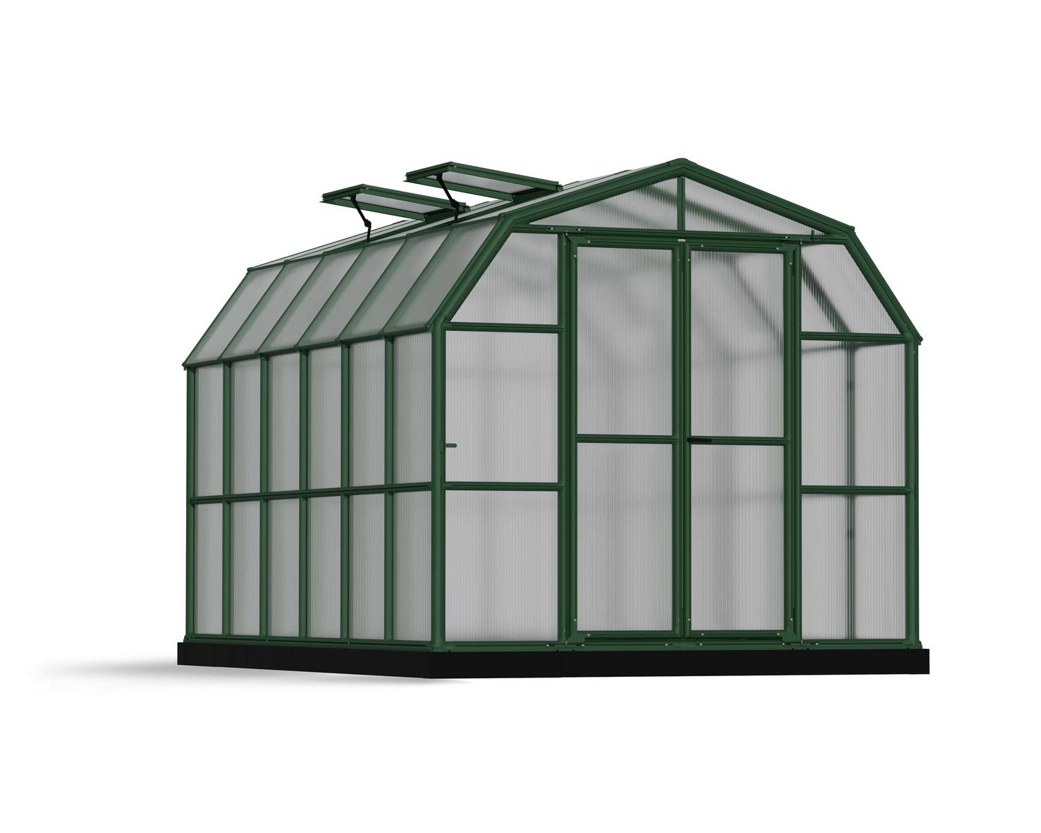 Greenhouse Grand Gardener 8&#039; x 12&#039; Kit - Green Structure &amp; Twinwall Glazing