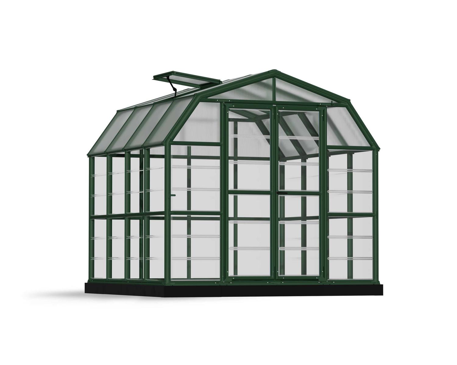 Greenhouse Grand Gardener 8&#039; x 8&#039; Kit - Green Structure &amp; Clear Glazing