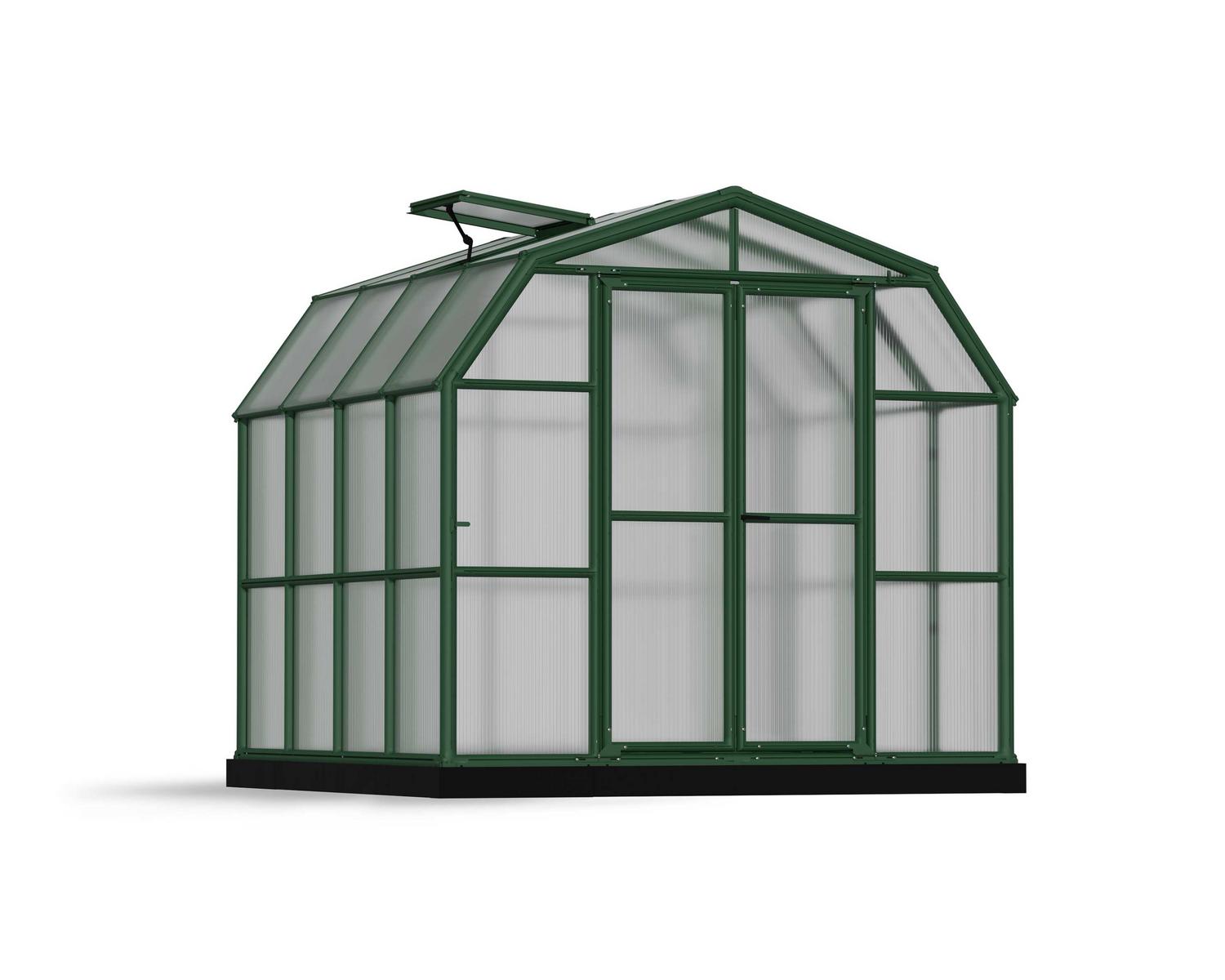 Greenhouse Grand Gardener 8&#039; x 8&#039; Kit - Green Structure &amp; Twinwall Glazing