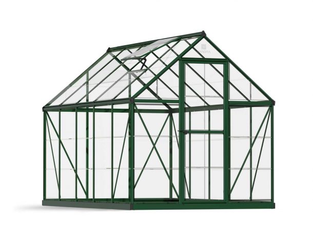 Greenhouse Harmony 6&#039; x 10&#039; Kit - Green Structure &amp; Clear Glazing