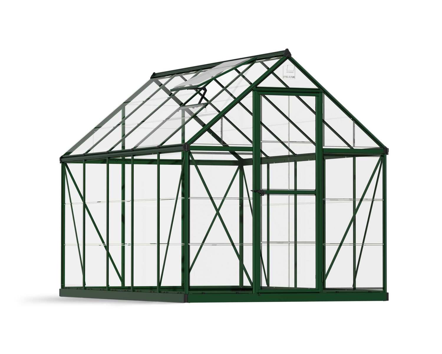 Greenhouse Harmony 6&#039; x 10&#039; Kit - Green Structure &amp; Clear Glazing