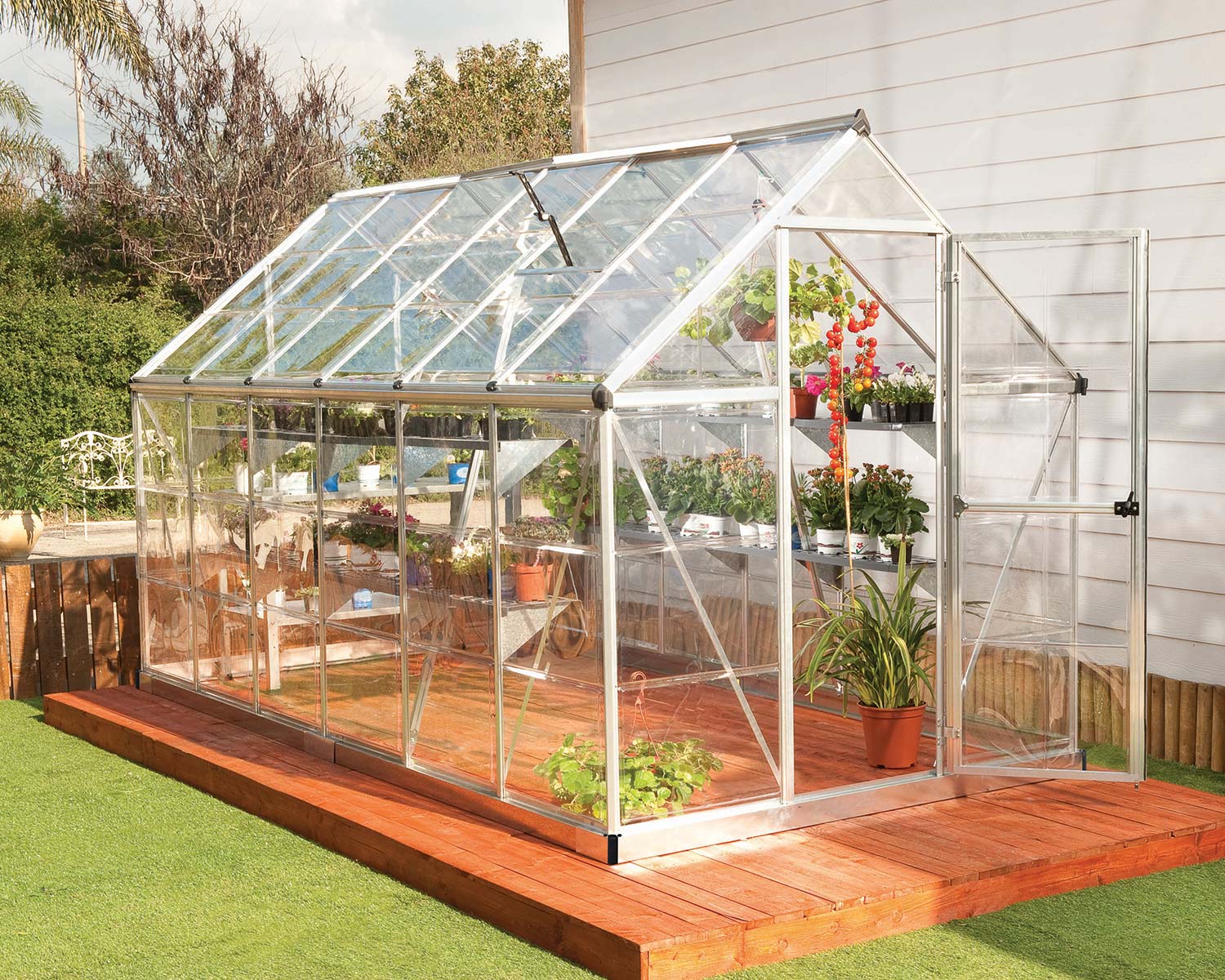Greenhouse Harmony 6&#039; x 12&#039; Silver Structure &amp; Clear Glazing