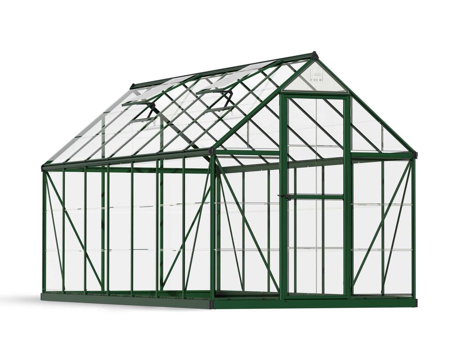 Greenhouse Harmony 6&#039; x 14&#039; Kit - Green Structure &amp; Clear Glazing
