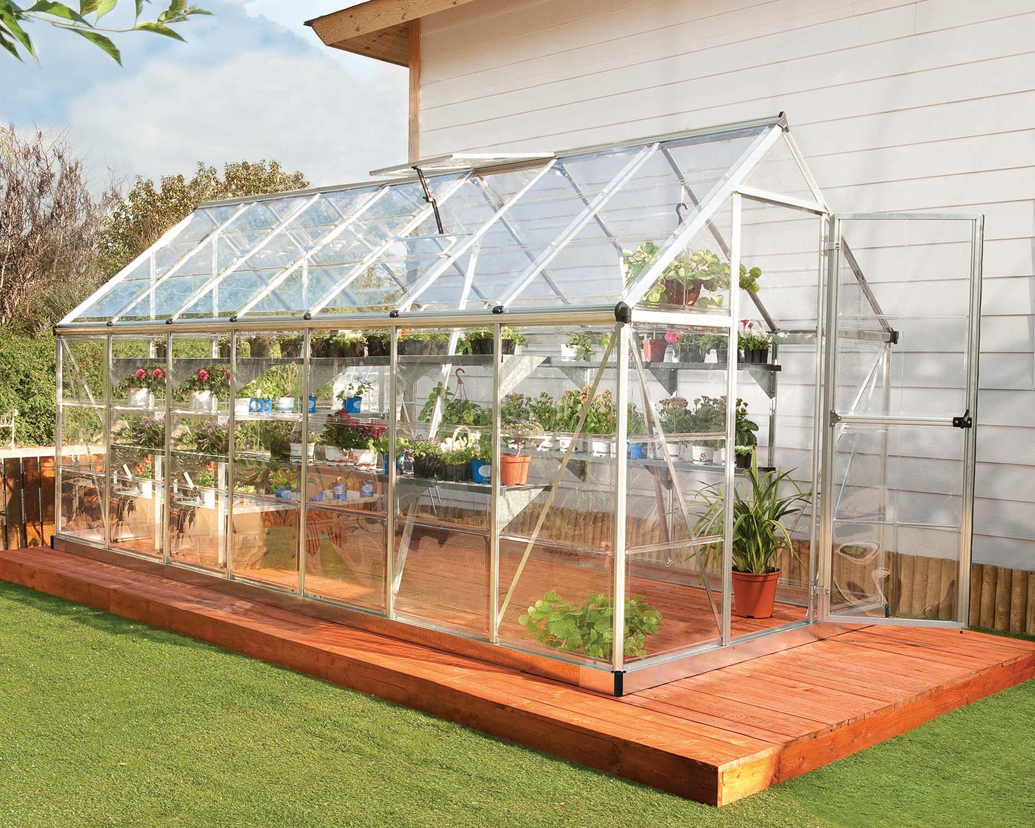 Greenhouse Harmony 6&#039; x 14&#039; Kit - Silver Structure &amp; Clear Glazing
