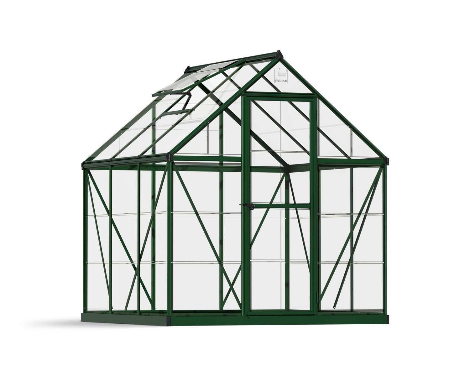 Greenhouse Harmony 6&#039; x 6&#039; Kit - Green Structure &amp; Clear Glazing