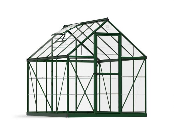 Greenhouse Harmony 6&#039; x 8&#039; Kit - Green Structure &amp; Clear Glazing