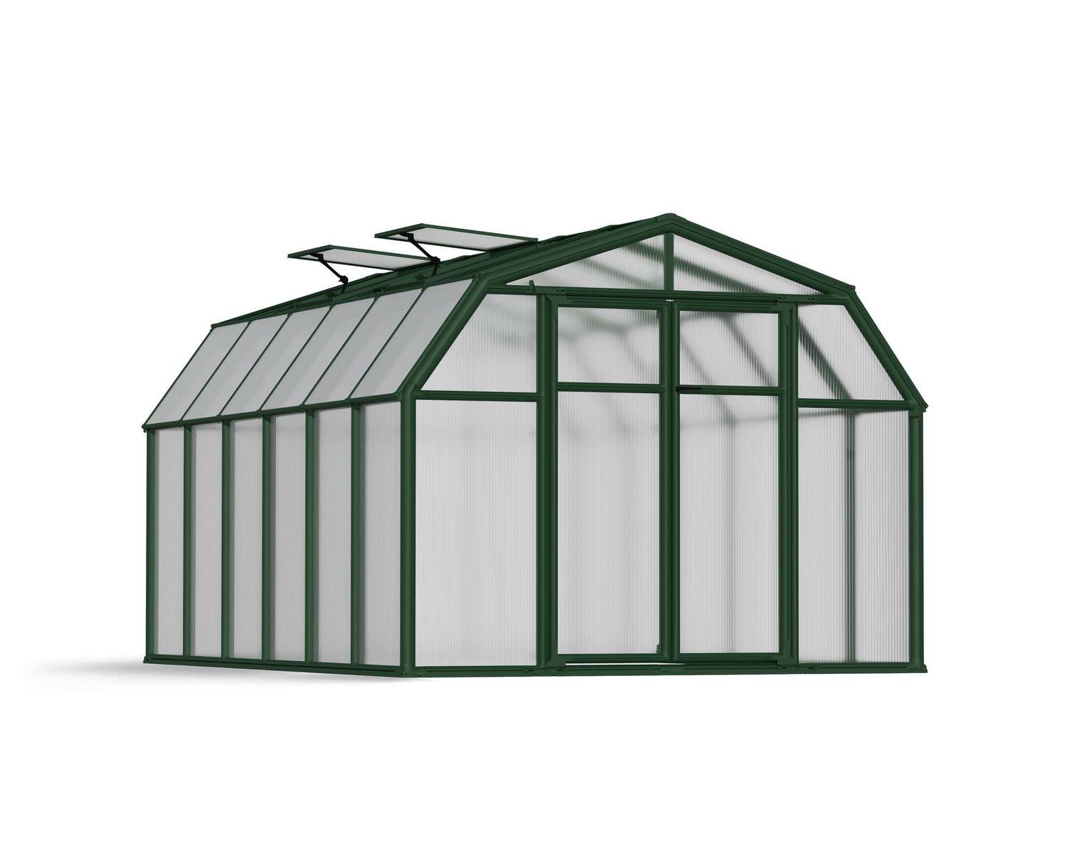 Greenhouse Hobby Gardener 8&#039; x 12&#039; Kit - Green Structure &amp; Twinwall Glazing