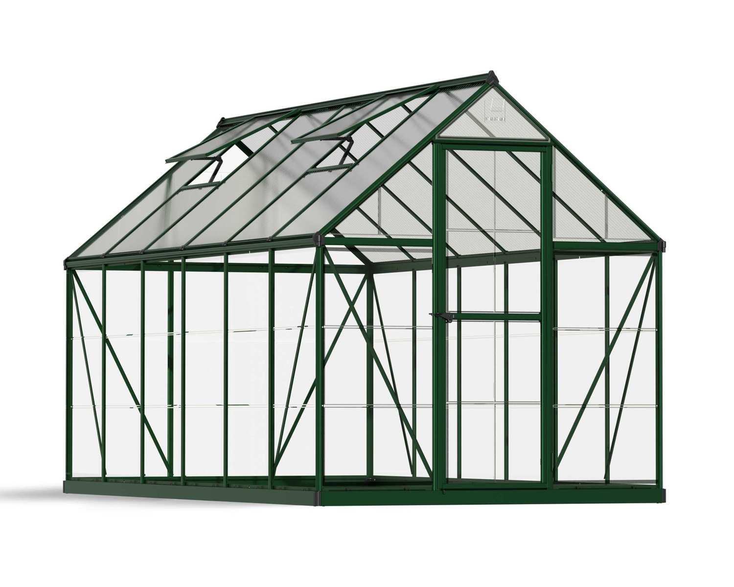 Greenhouse Hybrid 6&#039; x 12&#039; Kit - Green Structure &amp; Hybrid Glazing