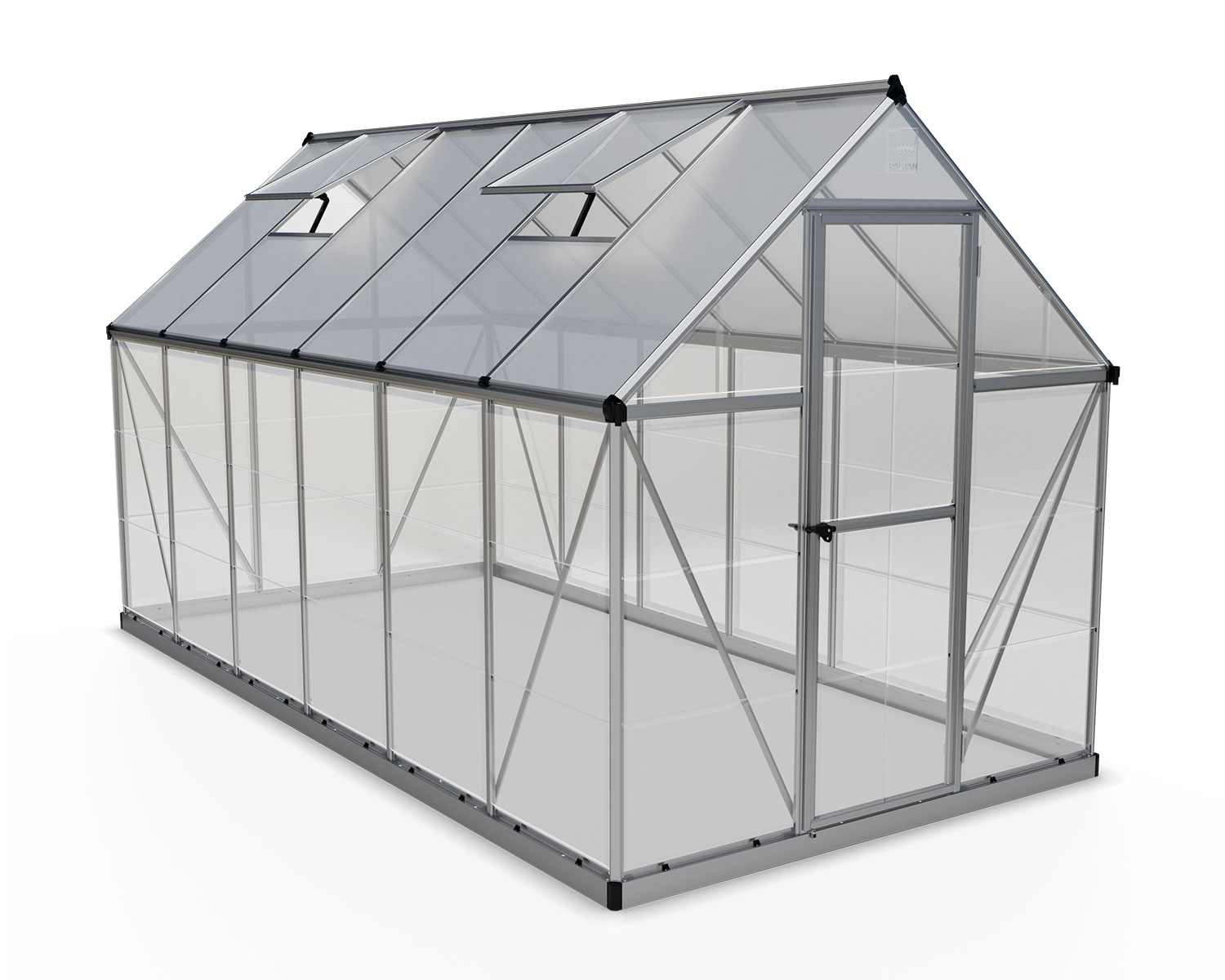 Greenhouse Hybrid 6&#039; x 12&#039; Kit - Silver Structure &amp; Hybrid Glazing