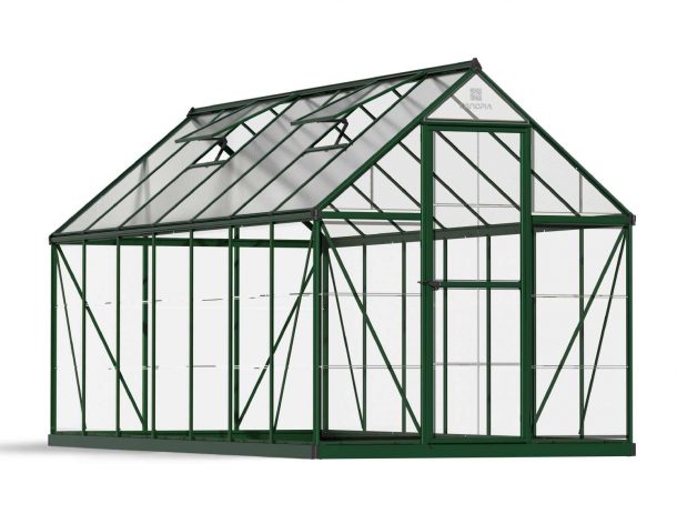 Greenhouse Hybrid 6' x 14' Kit - Green Structure & Hybrid Glazing