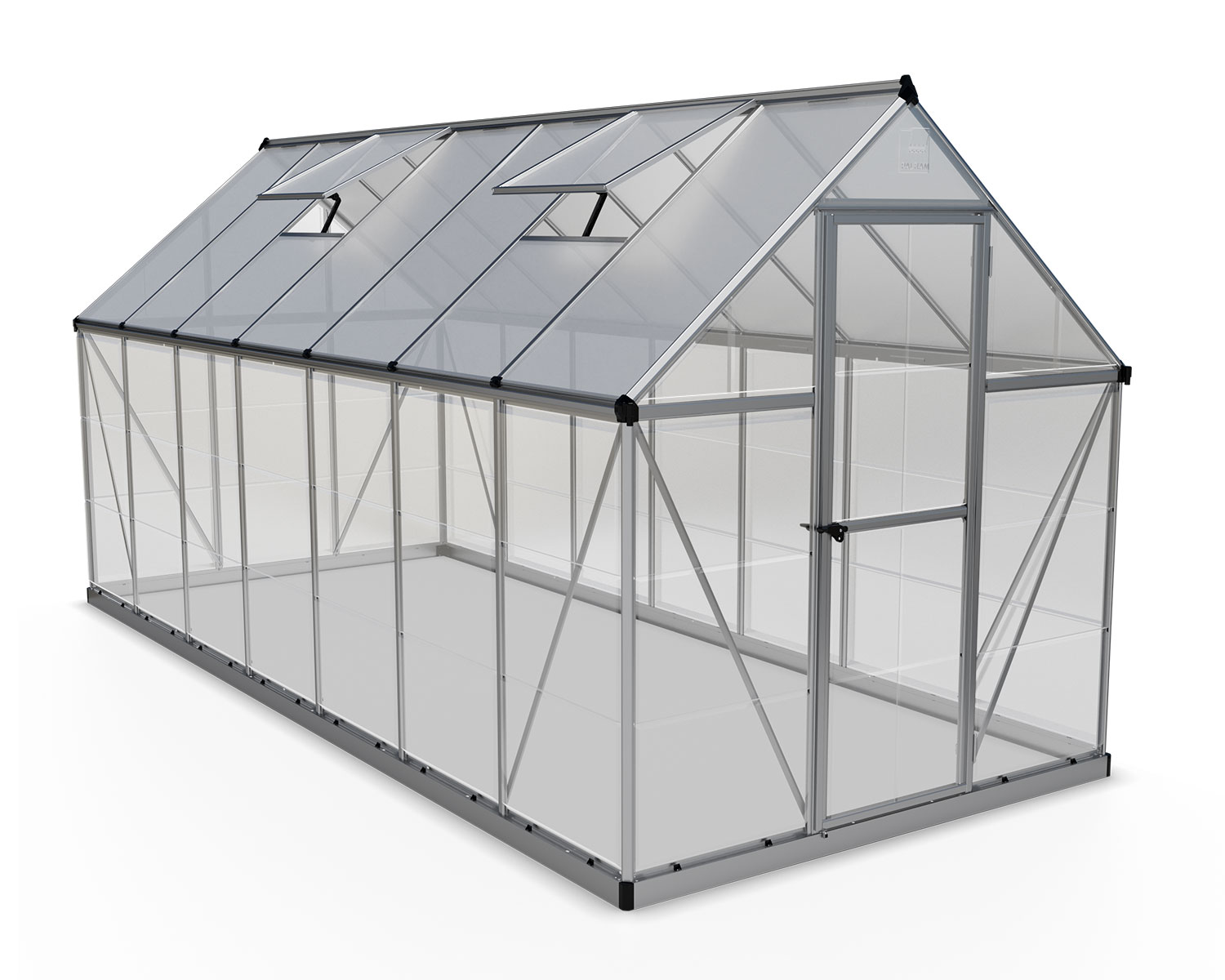 Greenhouse Hybrid 6' x 14' Kit -Silver Structure & Hybrid Glazing