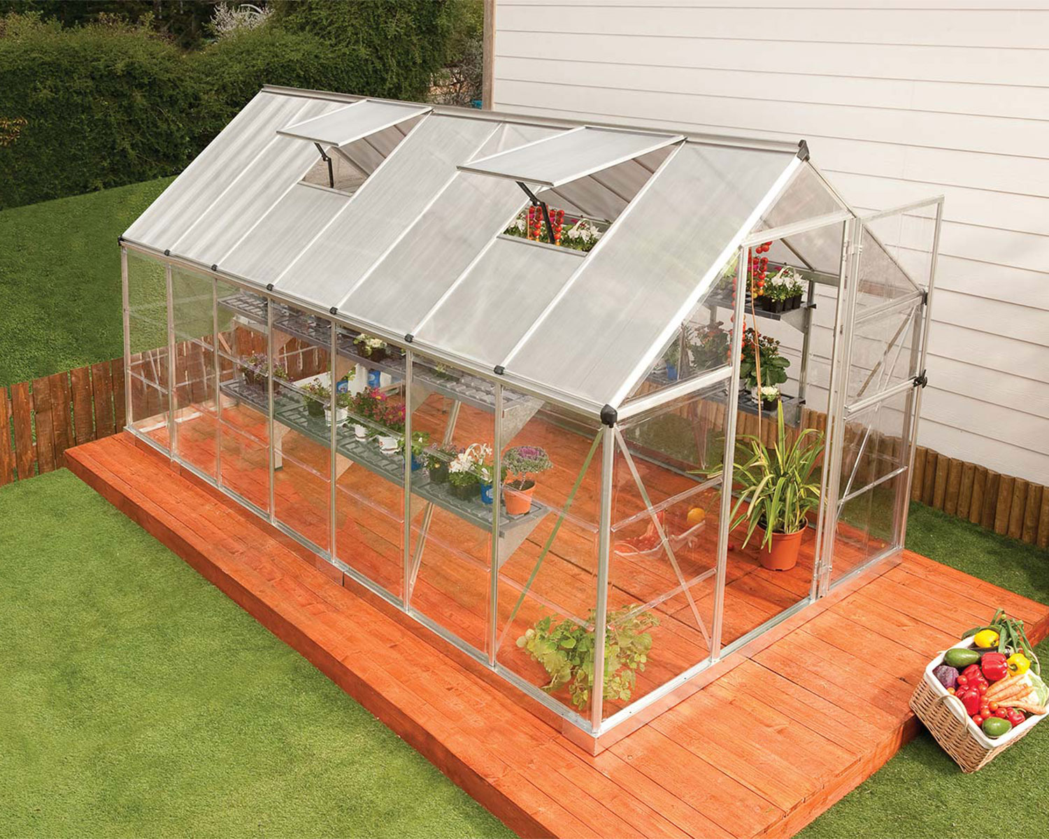 Greenhouse Hybrid 6&#039; x 14&#039; Kit -Silver Structure &amp; Hybrid Glazing