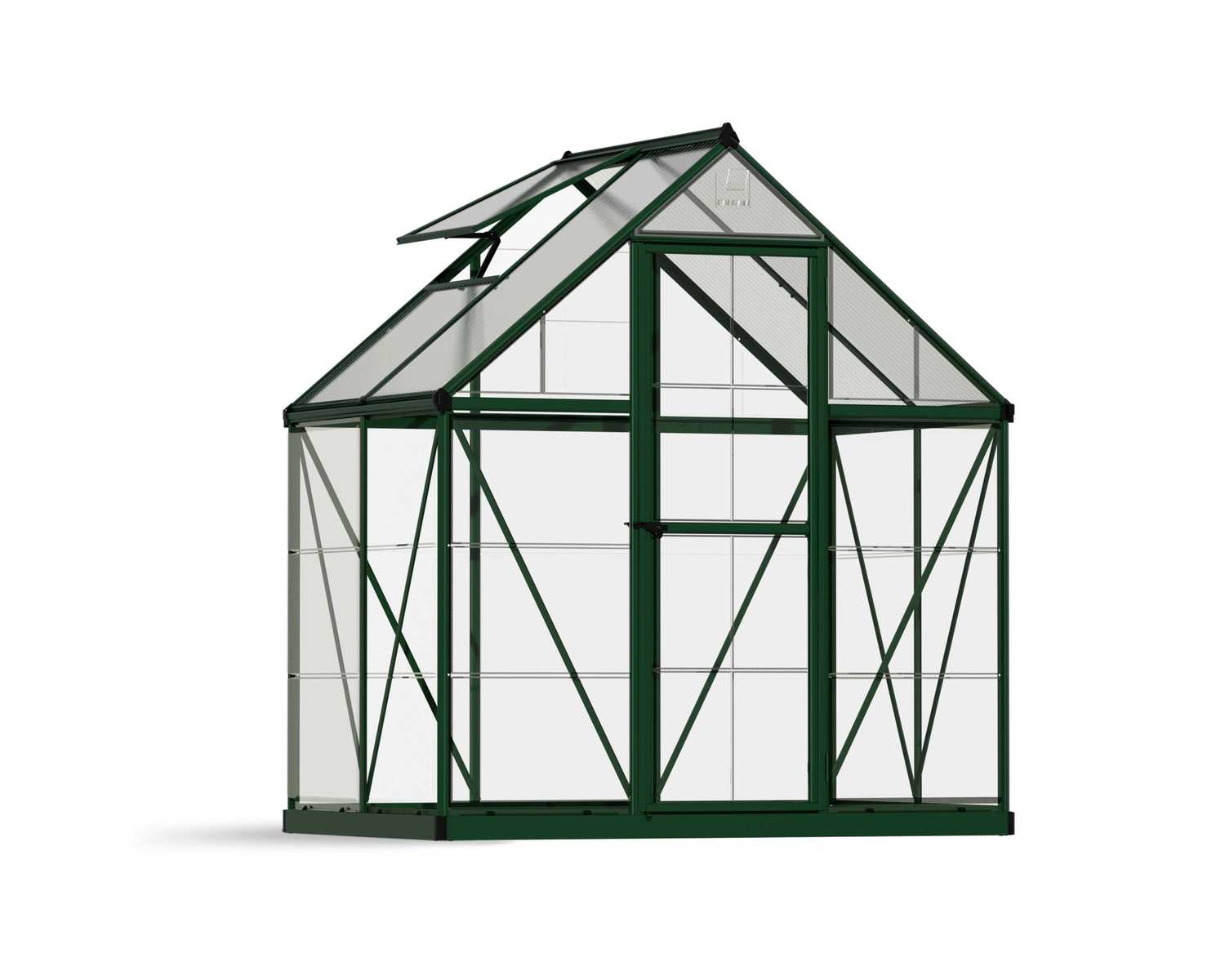 Greenhouses Hybrid 6 ft. x 4 ft. Green Structure &amp; Hybrid Glazing