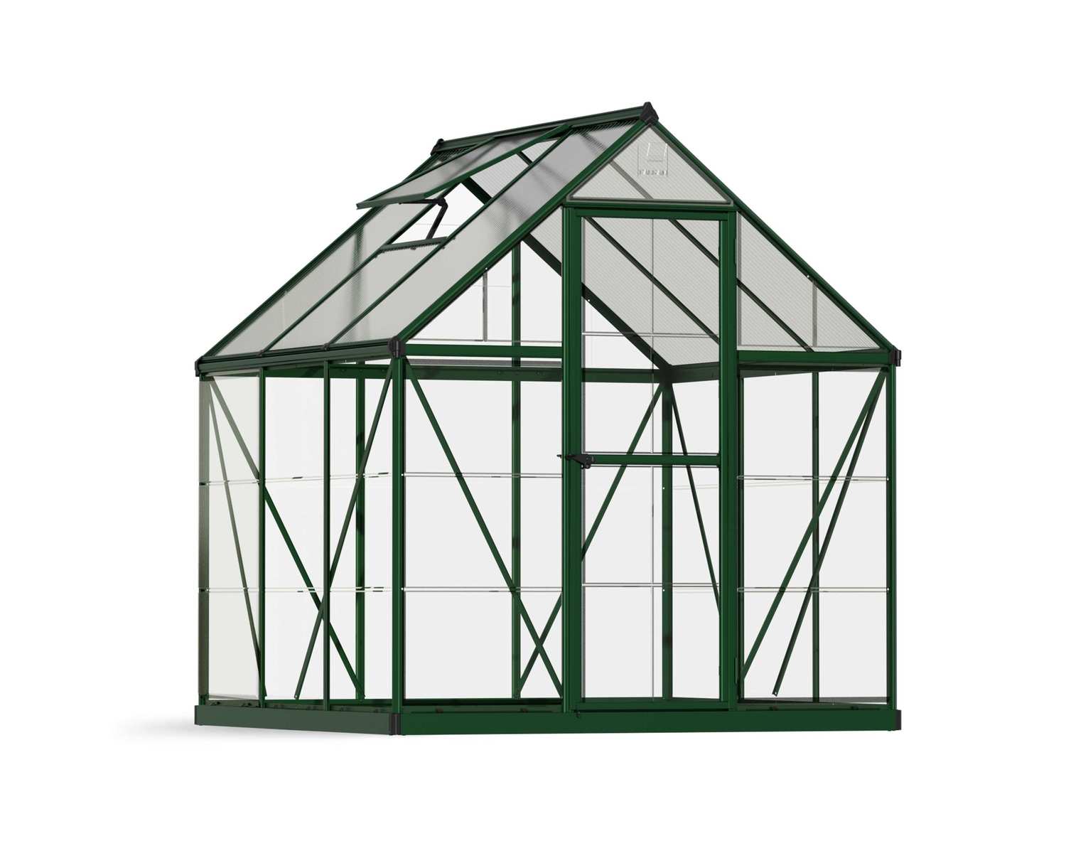 Greenhouse Hybrid 6' x 6' Kit - Green Structure & Hybrid Glazing