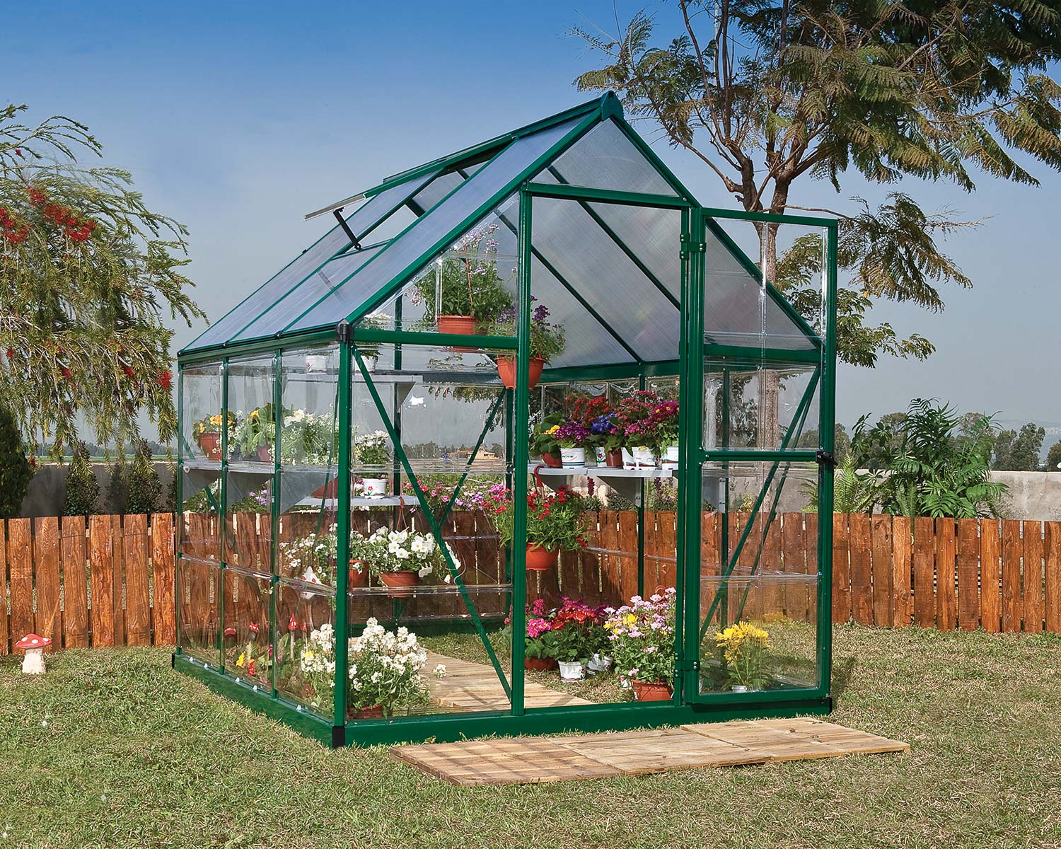 Greenhouse Hybrid 6&#039; x 6&#039; Kit - Green Structure &amp; Hybrid Glazing