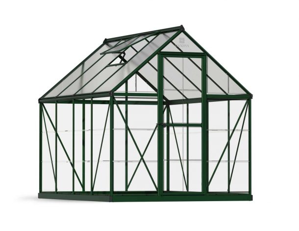 Greenhouse Hybrid 6' x 8' Kit - Green Structure & Hybrid Glazing
