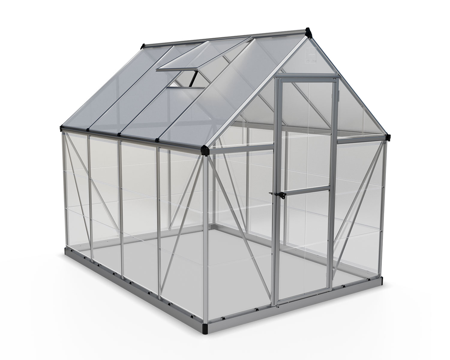 Greenhouse Hybrid 6&#039; x 8&#039; Kit - Silver Structure &amp; Hybrid Glazing