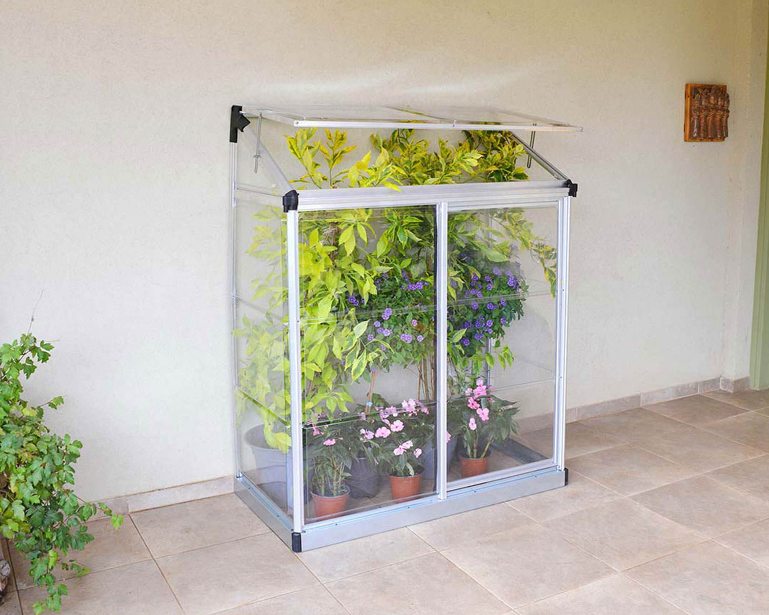 Lean To Greenhouse 4&#039; x 2&#039; Kit - Silver Structure &amp; Clear Glazing